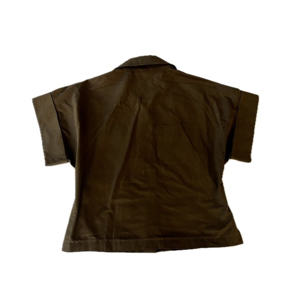 Olive Green LVIR Shirt Short Sleeve Button Up Relaxed Fit Utility Pockets - Picture 9 of 9